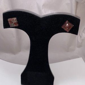 Brecciated Jasper Square Post Earrings
